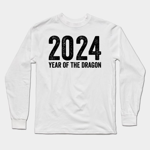 Chinese Lunar Year Of The Dragon 2024 - Text Style Black Font Long Sleeve T-Shirt by jorinde winter designs